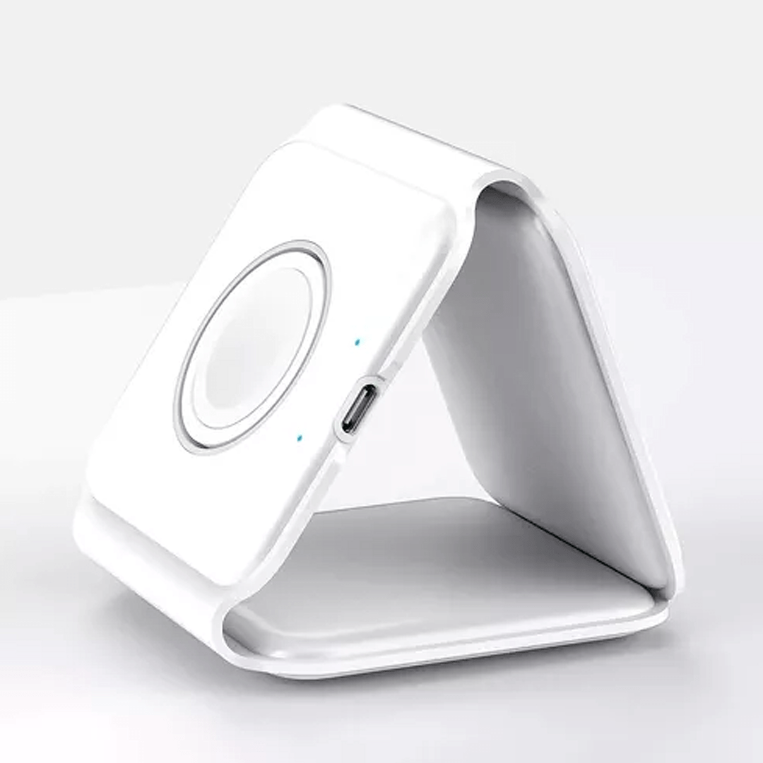 Base de Carga Inalámbrica Plegable 3 en 1 | Compatible con iPhone, Android, Apple Watch y AirPods - Zentral Market