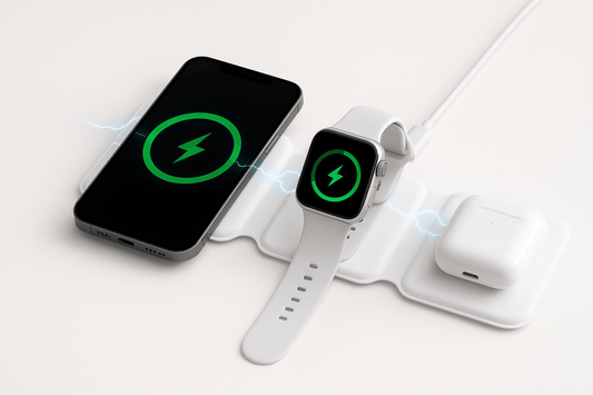 Base de Carga Inalámbrica Plegable 3 en 1 | Compatible con iPhone, Android, Apple Watch y AirPods - Zentral Market